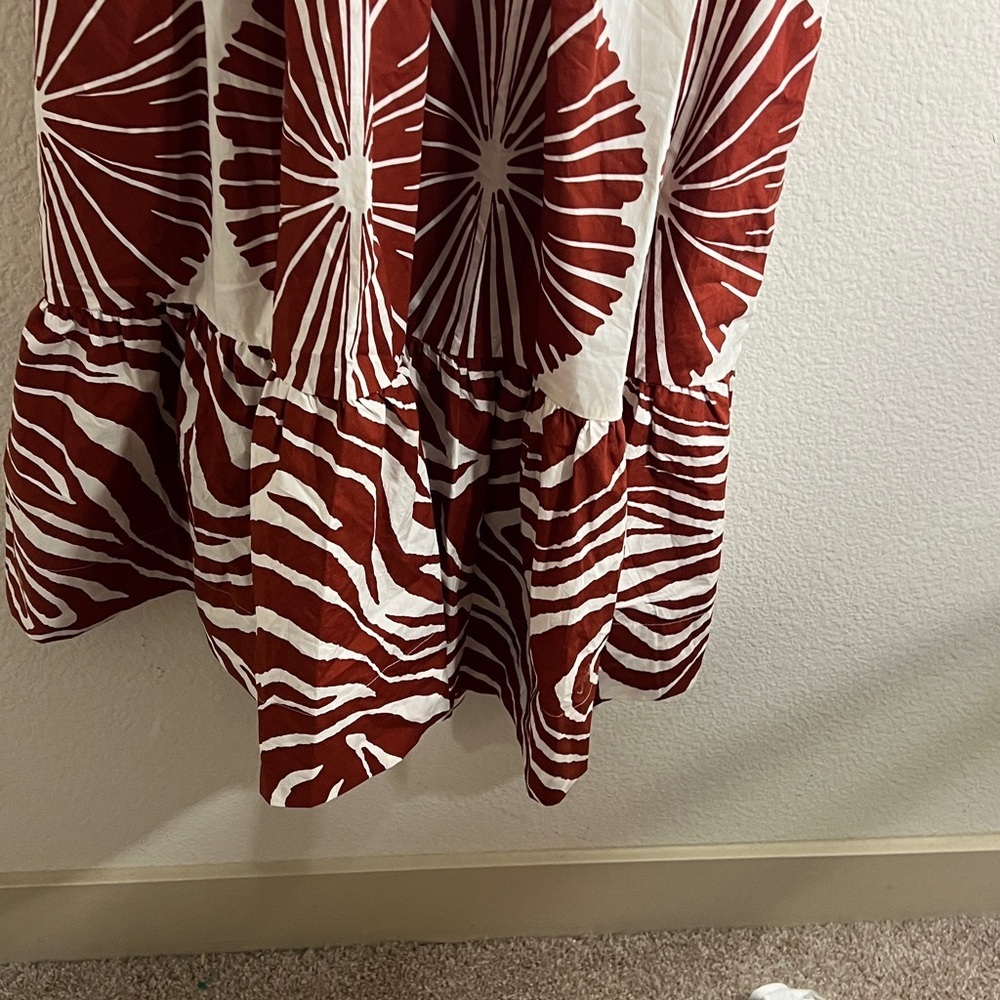 Banana Republic Cotton Poplin Tiered Midi Sz XL Dress Brown Zebra Print summer - Picture 6 of 13